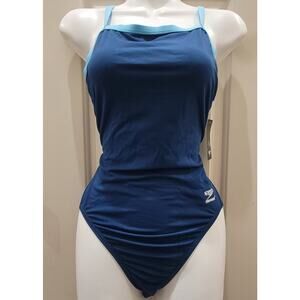 Speedo Swimsuit One Piece Endurance+ Flyback Solid Adult Navy/Blue Women's 8/34